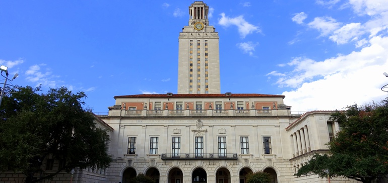 A photo of UT Austin's campus